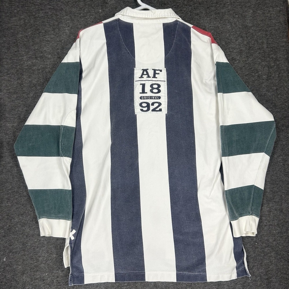 VTG Abercrombie & Fitch Rugby Shirt Men's M Blue Green Red Stripe Sporting Goods